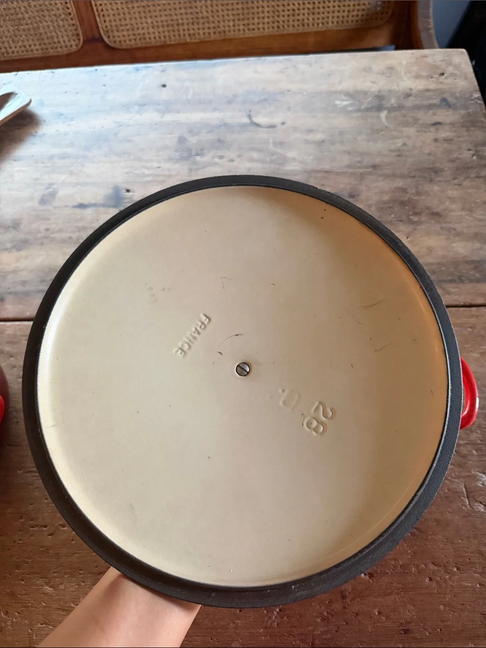 Le Creuset Red Enamel Dutch Oven 28 with Black Knob